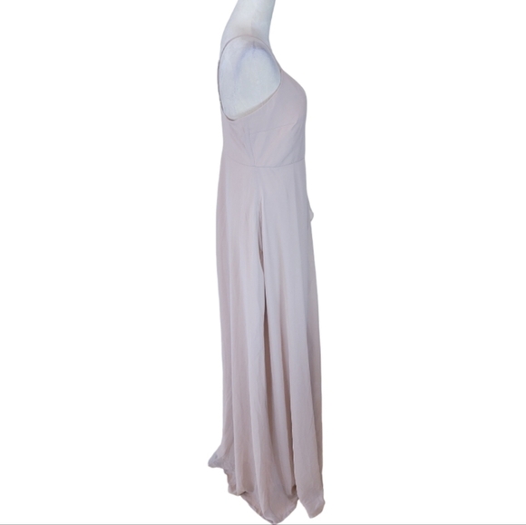 NWT Birdy Grey Theresa Creamy Beige Long Chiffon Gown Size Medium - Picture 5 of 8